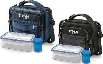 مجموعة غداء وحاويات قابلة للتوسيع في منطقة القطب الشمالي تيتان مع جدران ثلجية ، 2 Pack - أسود وأزرق