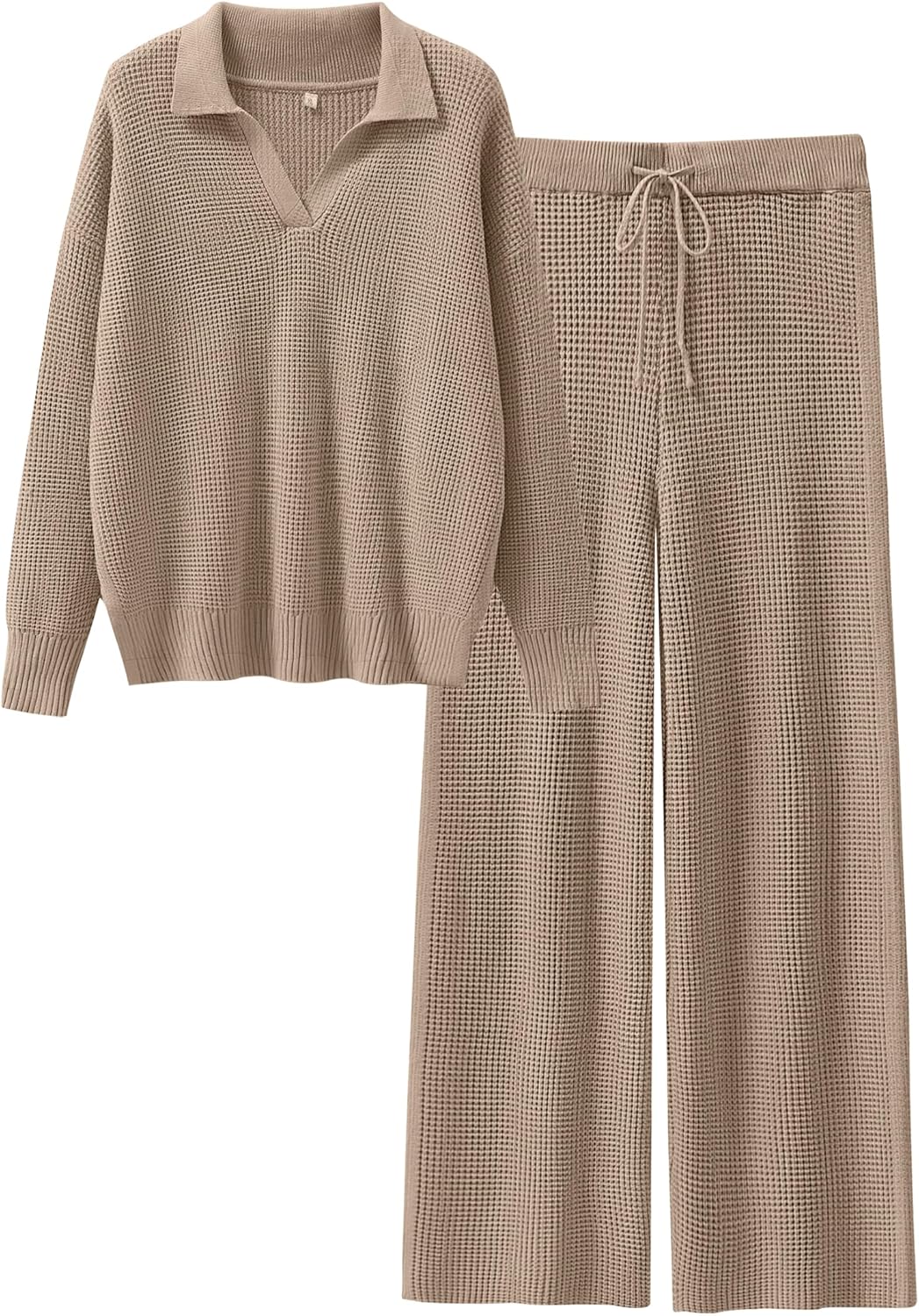 ANRABESS Women Two Piece Outfits Sweater Sets Lounge Waffle Knit Pullover Matching Wide Leg Pants Tracksuit 2025 Fall Fashion ANRABESS Women Two Piece Outfits Sweater Sets Lounge Waffle Knit Pullover Matching Wide Leg Pants Tracksuit 2025 Fall Fashion