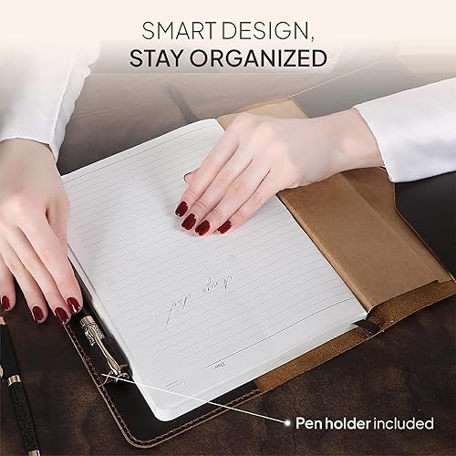 Miniatura 7 de Funda de cuaderno de cuero marrón, diario XL envejecido 7.5x9.75, cuaderno de cuero hecho a mano, funda para la Biblia, cuaderno de viaje