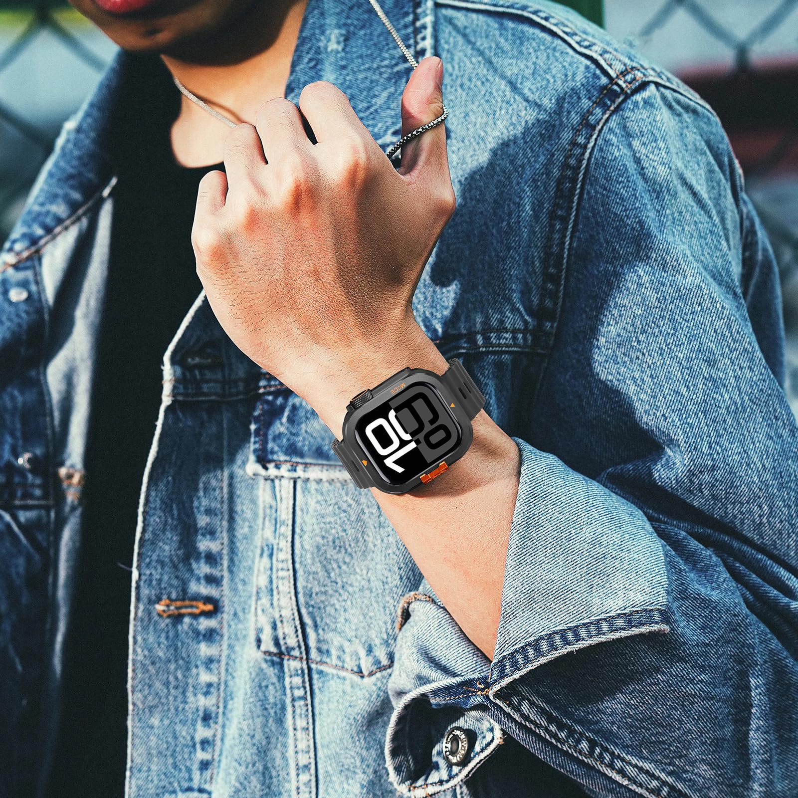 2 en 1 Coque Compatible avec Apple Watch Série 11/10 46mm Housse, [Transformez 46 mm en Ultra Look] Étui de Protection Pare-Chocs Robuste avec Coque Arrière pour iWatch 46mm, Noir