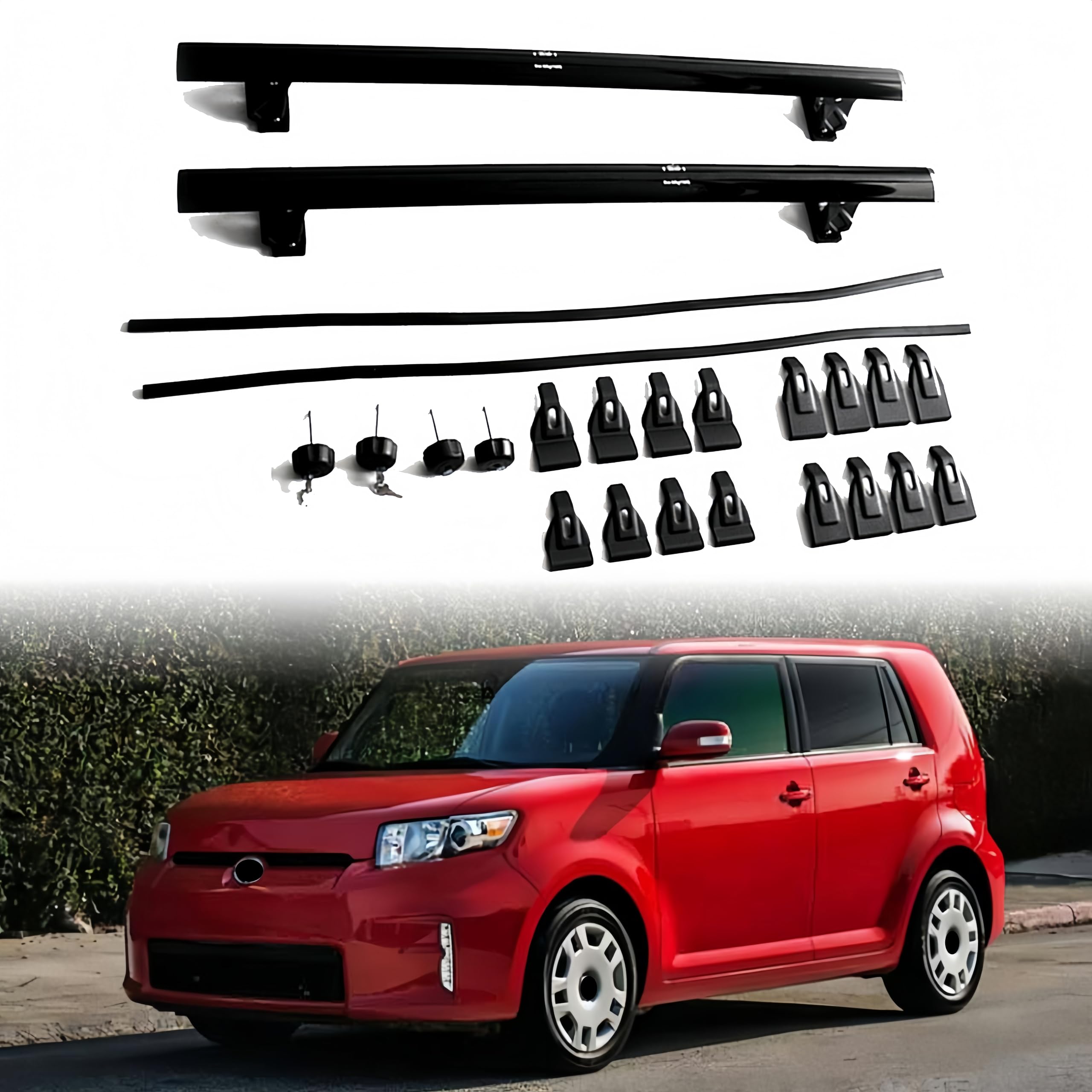 Photo 1 of 2Pcs Aluminum Roof Rack Cross Bars Fits for Scion xB Base Wagon 2004-2015 Roof Rack Cargo Carrier Anti-Theft Lockable Rooftop Racks Crossbars for Luggage, Skis, Bikes and Outdoor Gear (Black)