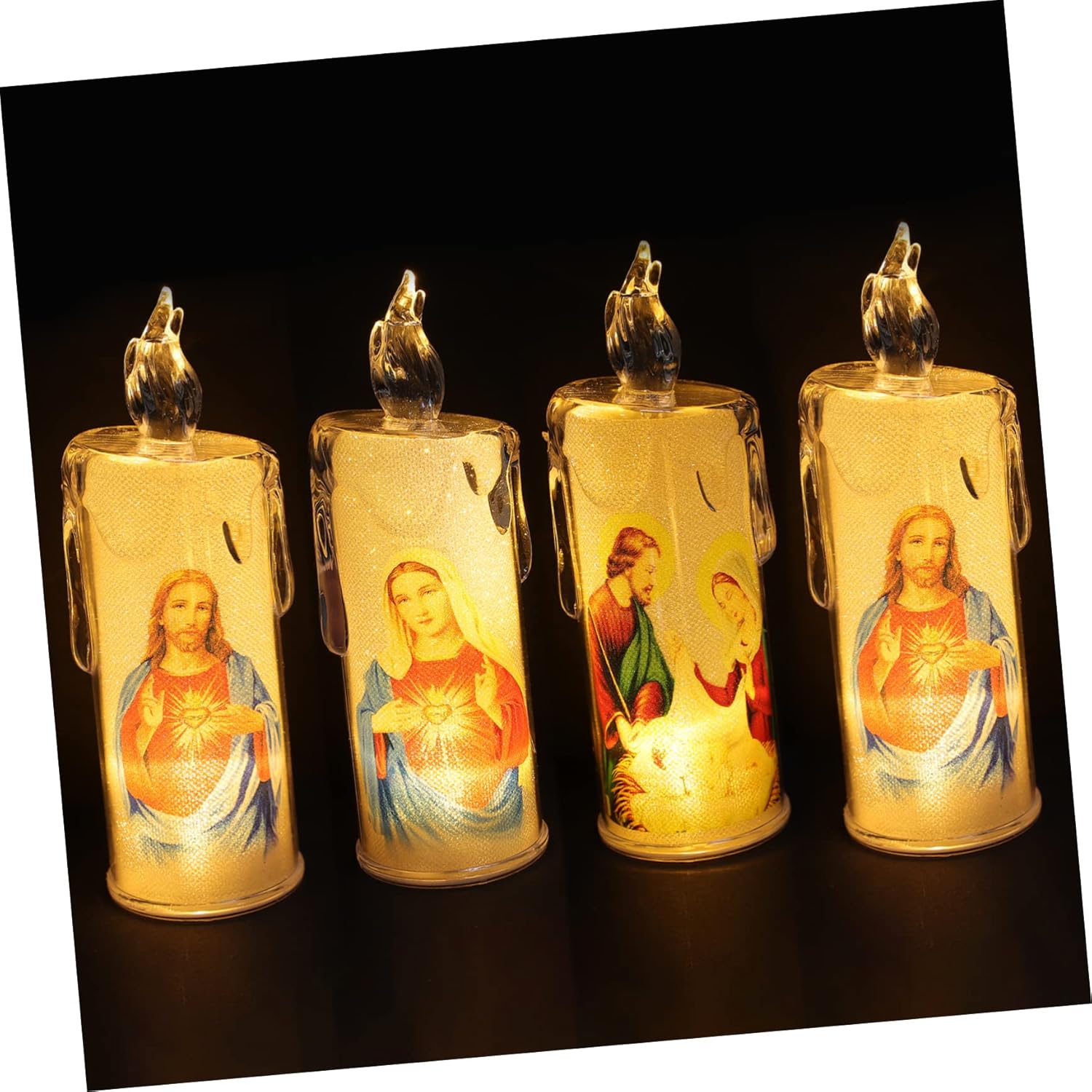 DOITOOL 1 juego de velas católicas de luz escultura decoración velas cónicas a granel velas religiosas sin llama vela vela de Cristo funciona con