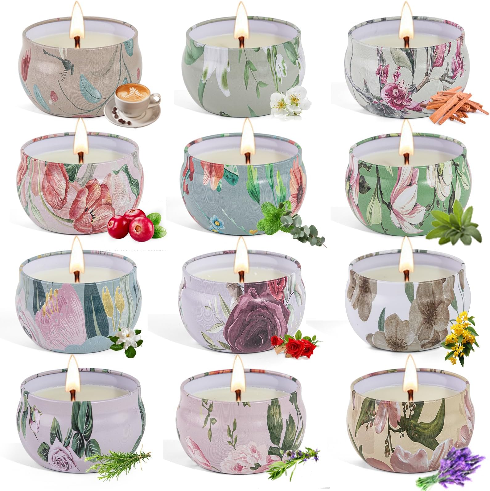 12 Pack Spring Scented Candles Gift Set, Spring Candle Clearance, Candles for Home Scented, 240 Hour Long Lasting, Stress Relief Gifts for Women, Candle Gifts for Birthday, Mother's Day