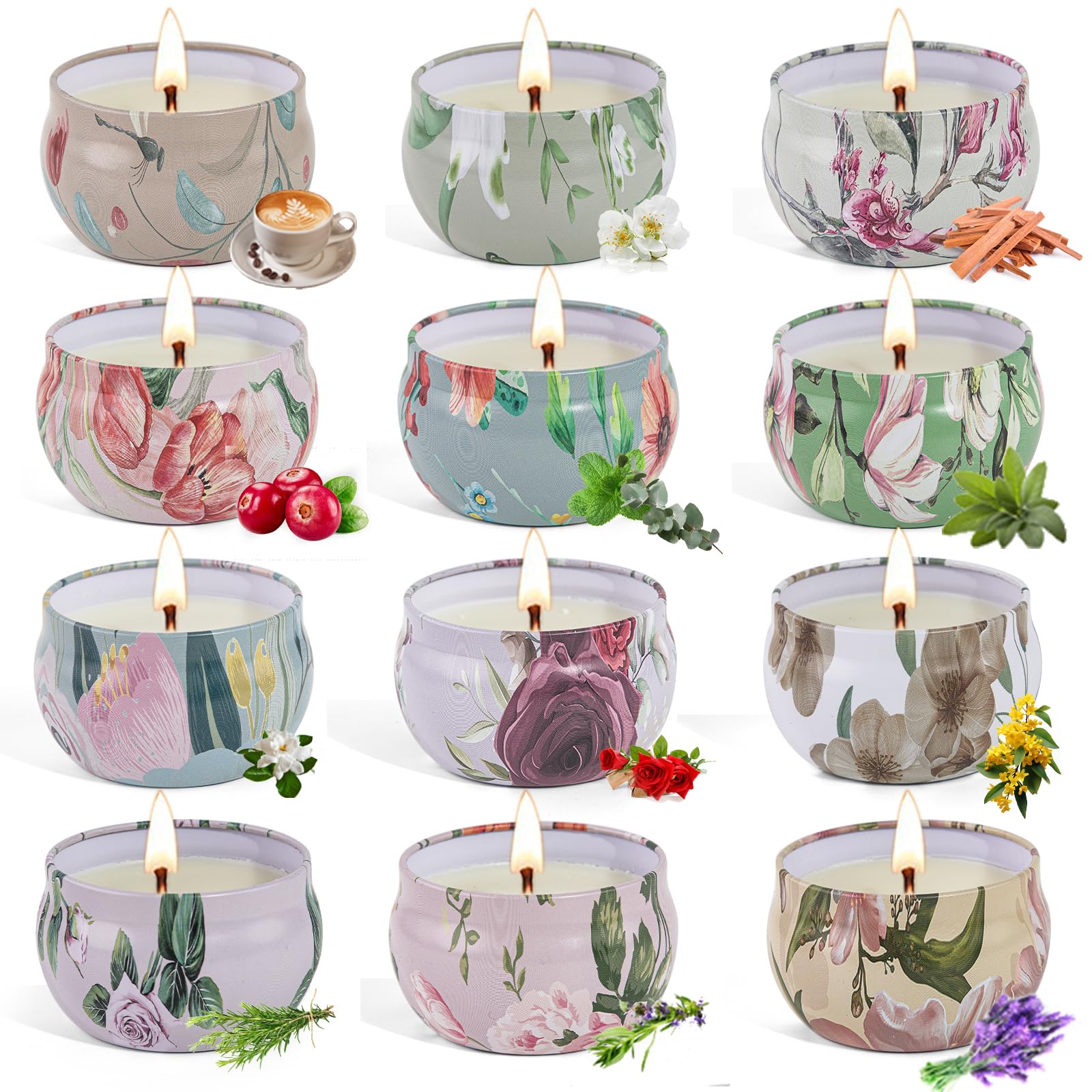 12 Pack Spring Scented Candles Gift Set, Spring Candle Clearance, Candles for Home Scented, 240 Hour Long Lasting, Stress Relief Gifts for Women, Candle Gifts for Birthday, Mother's Day