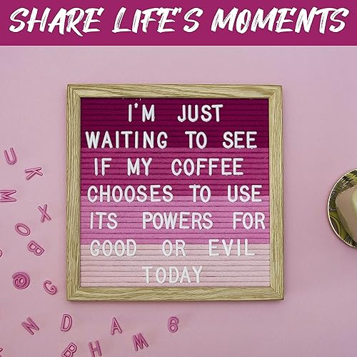 Miniatura 7 de Letrero de fieltro negro y letras blancas de 10 x 10 pulgadas Este letrero personalizable incluye 300 letras de plástico y marco de roble., Negro