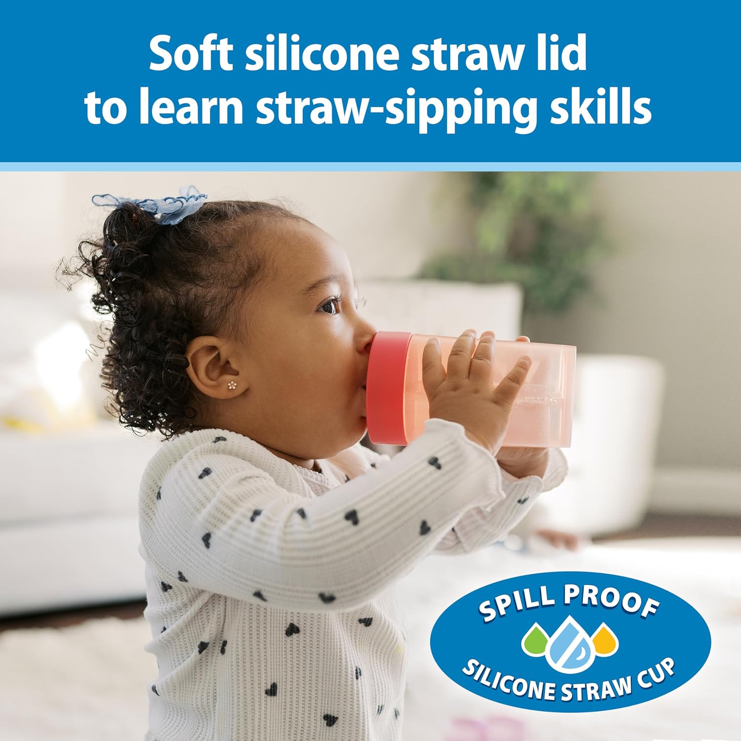 Dr. Brown's Milestones Straw to 360° Cup Set, Convertible Toddler Training Cup Set with Lids, Blue/Green/Pink/Coral, 10 oz/300 mL, BPA Free, 9m+, 4 Pack