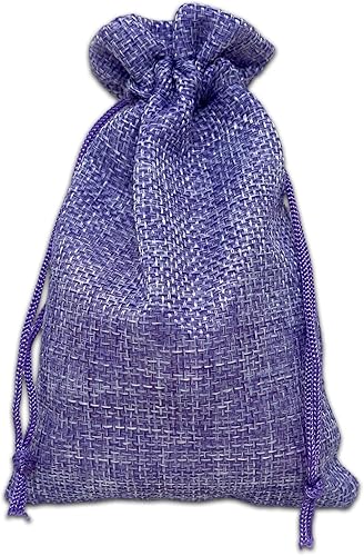Miniatura 3 de TheDisplayGuys - Paquete de 12 bolsas de regalo de arpillera natural de 3 x 4 con cordón (morado lavanda, XS) para recuerdos de fiesta, regalos o