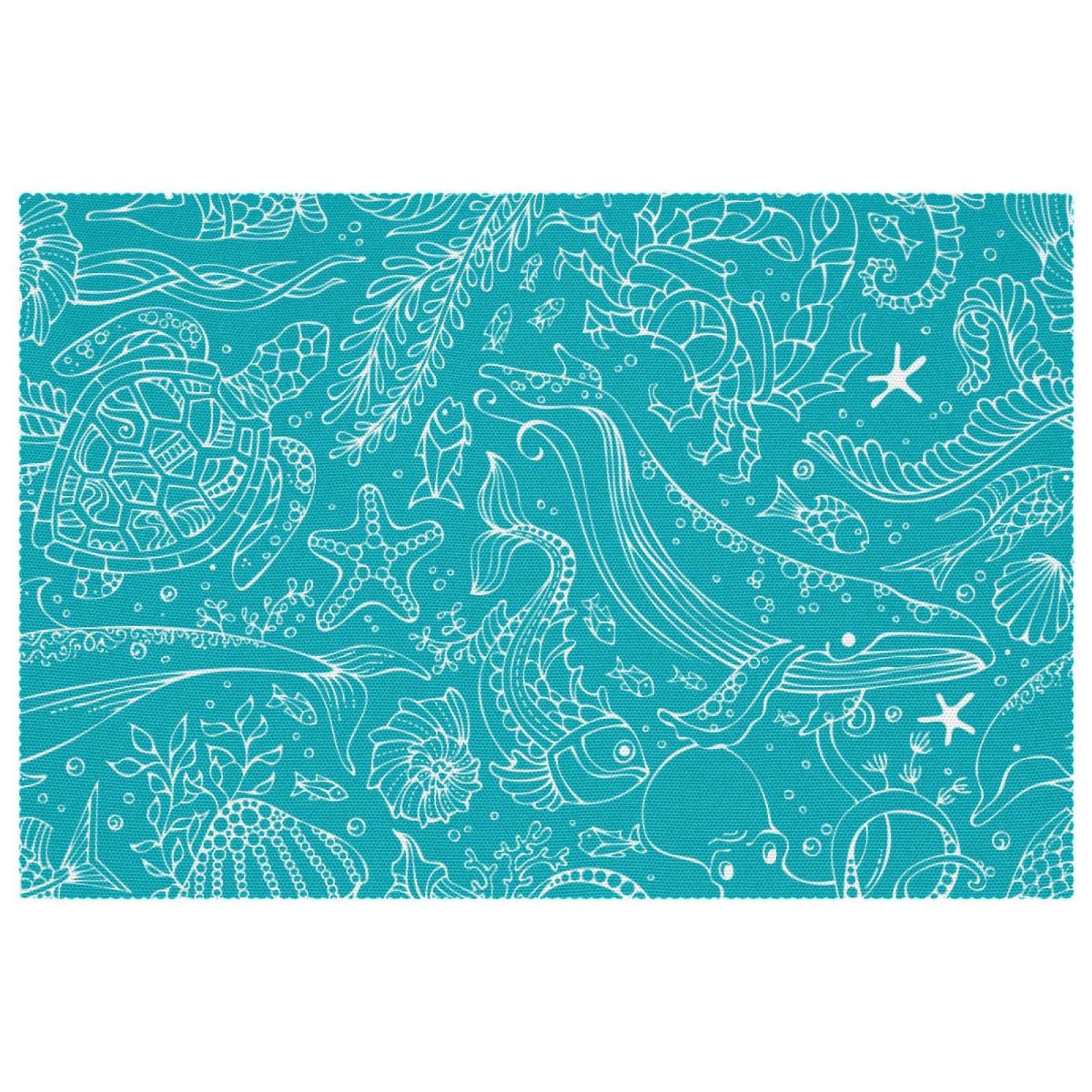 Set de table écaille de tortue bleue de salle à manger résistant et imperméable