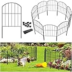 Goovilla Garden Fence, Total 10ft(L) x 24in(H) Garden Fencing Animal Barrier, 10 Pcs Rustproof Metal Fence Panels, Black No Dig Fence, Decorative Garden Fences and Borders for Dogs, Flower Bed, Patio