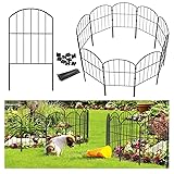 Goovilla Garden Fence, Total 10ft(L) x 24in(H) Garden Fencing Animal Barrier, 10 Pcs Rustproof Metal Fence Panels, Black No Dig Fence, Decorative Garden Fences and Borders for Dogs, Flower Bed, Patio