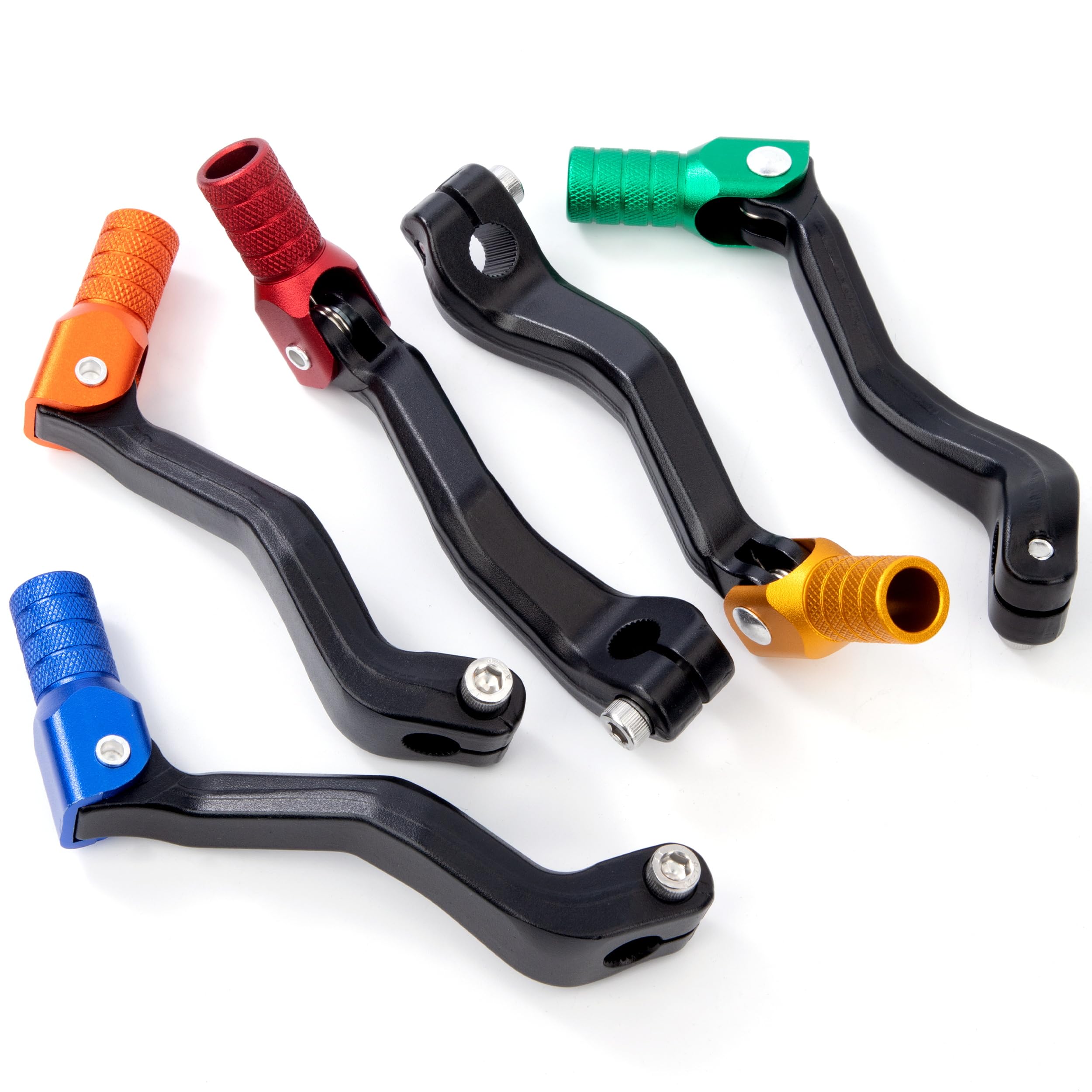Tunejoy Leva del Cambio Pieghevole per Moto in Alluminio Universale per 50cc 70cc 90cc 110cc 125cc Scooter Pit Bike Dirt Bike Ciclomotore 119x52mm Nero + Arancio