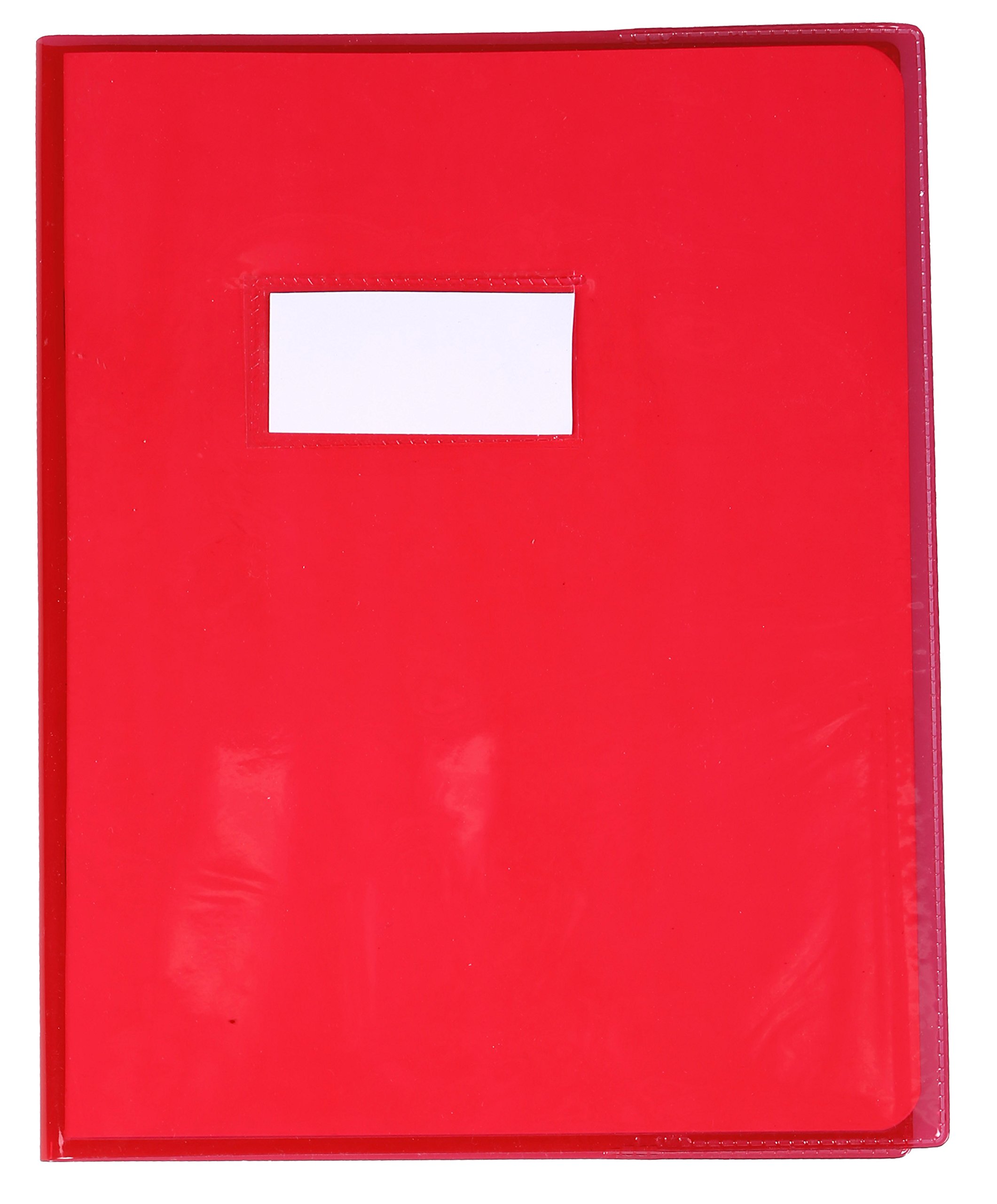 Clairefontaine - Ref 73003C - Calligraphe PVC Exercise Book Protector Cover - 170 x 220mm in Size, Label Holder for Easy Identification - Transparent Red Colour