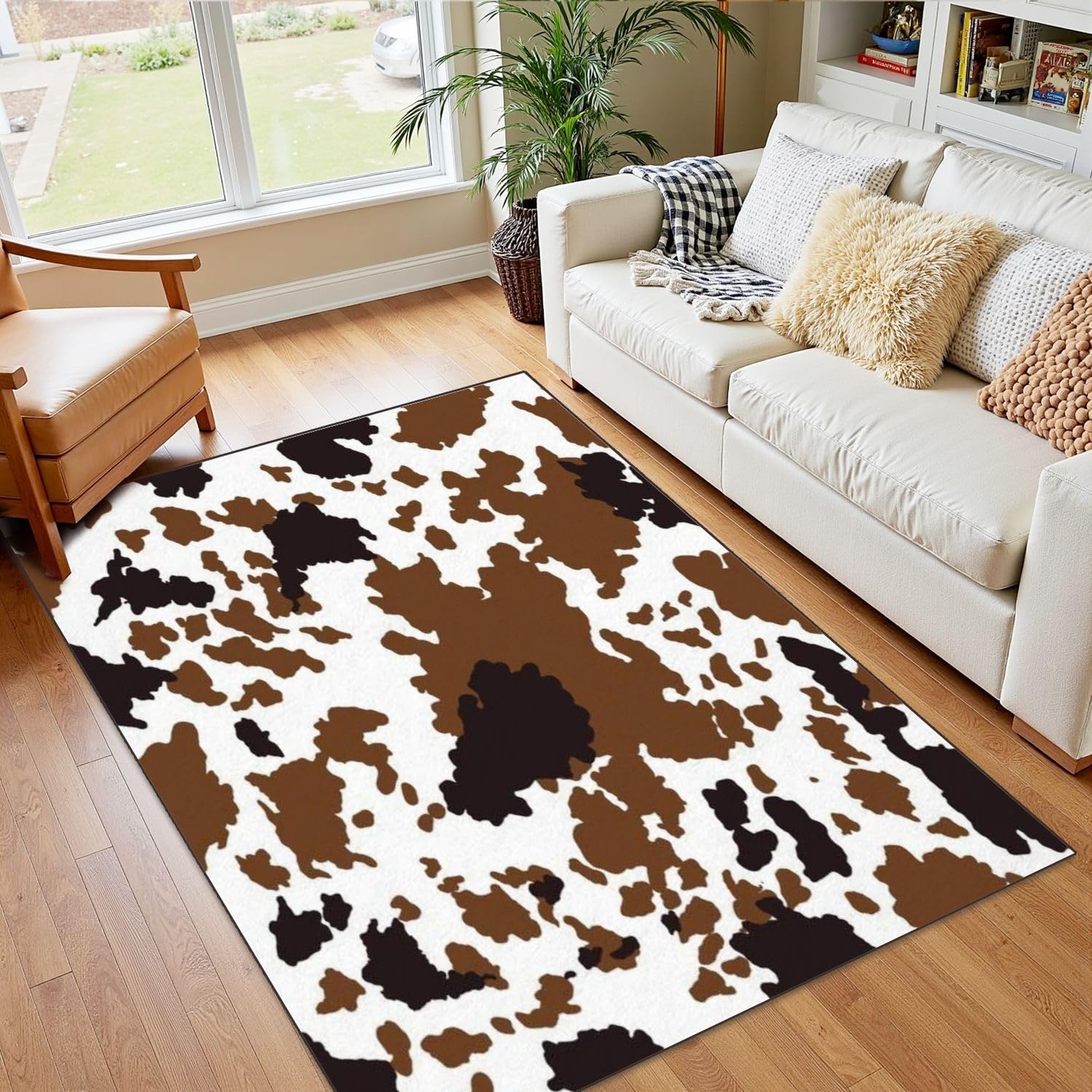 4x5 Black and White Rug Rugs for Living Room Rugs for Entryway Cow Pattern Animal Print Pattern Seamless Cow Texture Bedroom Rug Door Mat Nursery Room Decor Rainbow Carpets