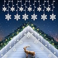 Vista 1 de Aulanto Christmas Snowflake Lights, 14 Drops Cool White 11.48FT 168 LED Icicle Lights Waterproof with 8 Modes, Connectable for Eaves, Windows