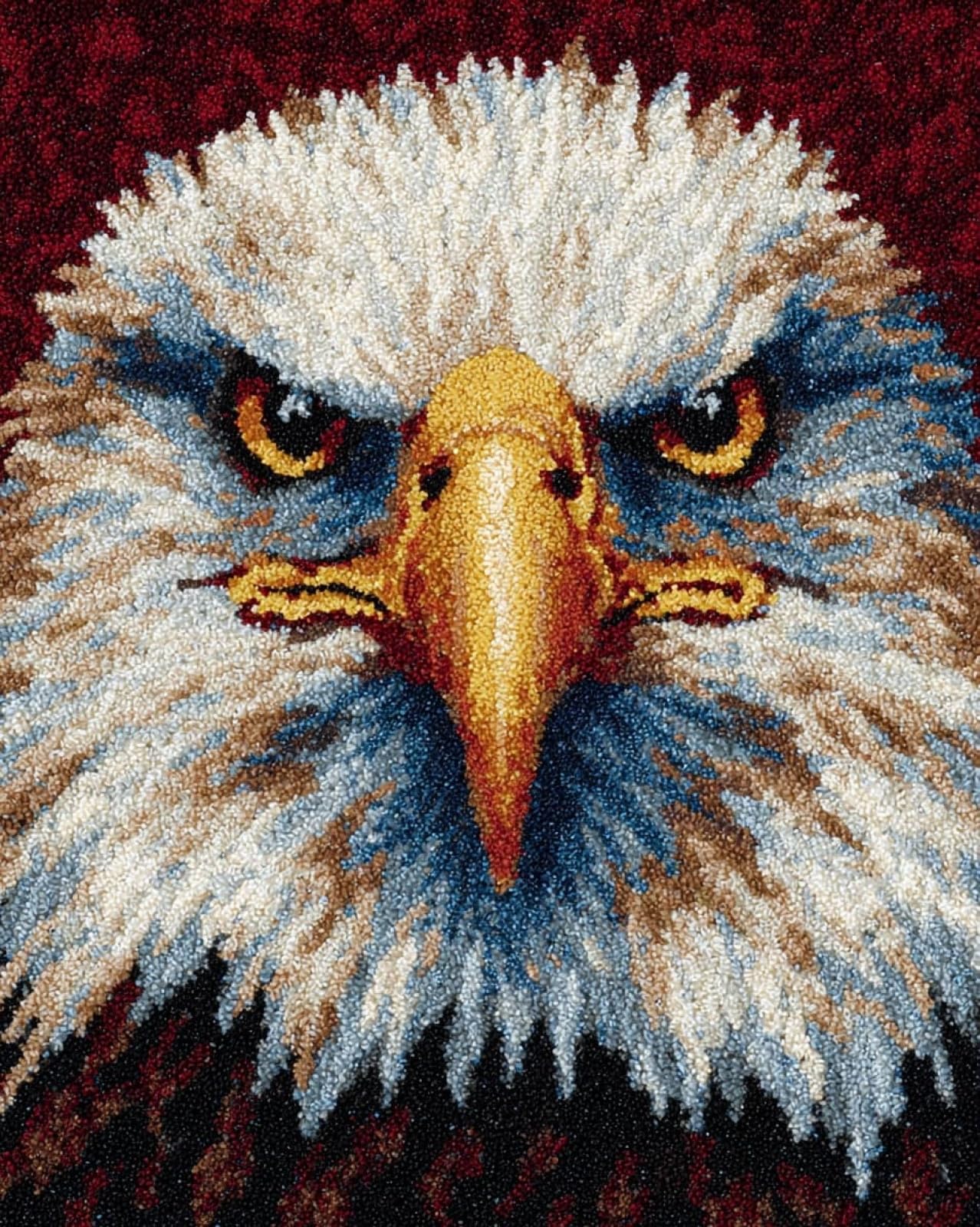 Wallphantom DIY Latch Hook Rug Making Kit for Adults Kids,Bald Eagle,DIY Latch Hook Rug Kit,Cross Stitch Rug Making Kit,Ideal for Home Decor and Fun Crafting,90x120cm