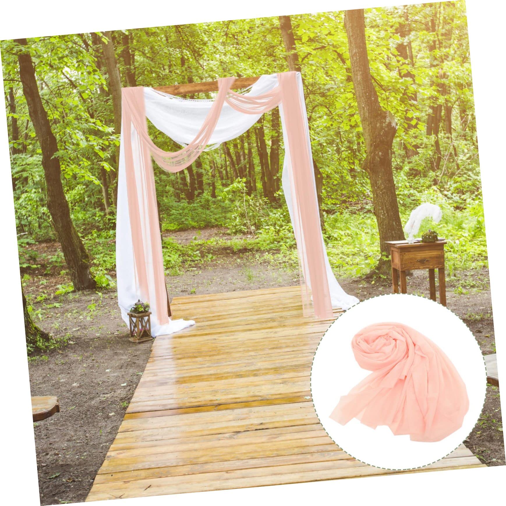 VICASKY 4 Stück Hochzeitsbogen Deko Halbtransparente Voile Drapierung Leicht Elegant für Feier Zeremonie Hintergrund und Decke Rosa Tüll Stoff