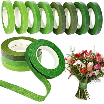 12 Rolls Floral Tape, 1/2 Inch 30 Yards Florist Tape, Green Flower Wrap Tape, Artificial Flower Arrangement Crafts, Wedding Bouquet Florist Supplies