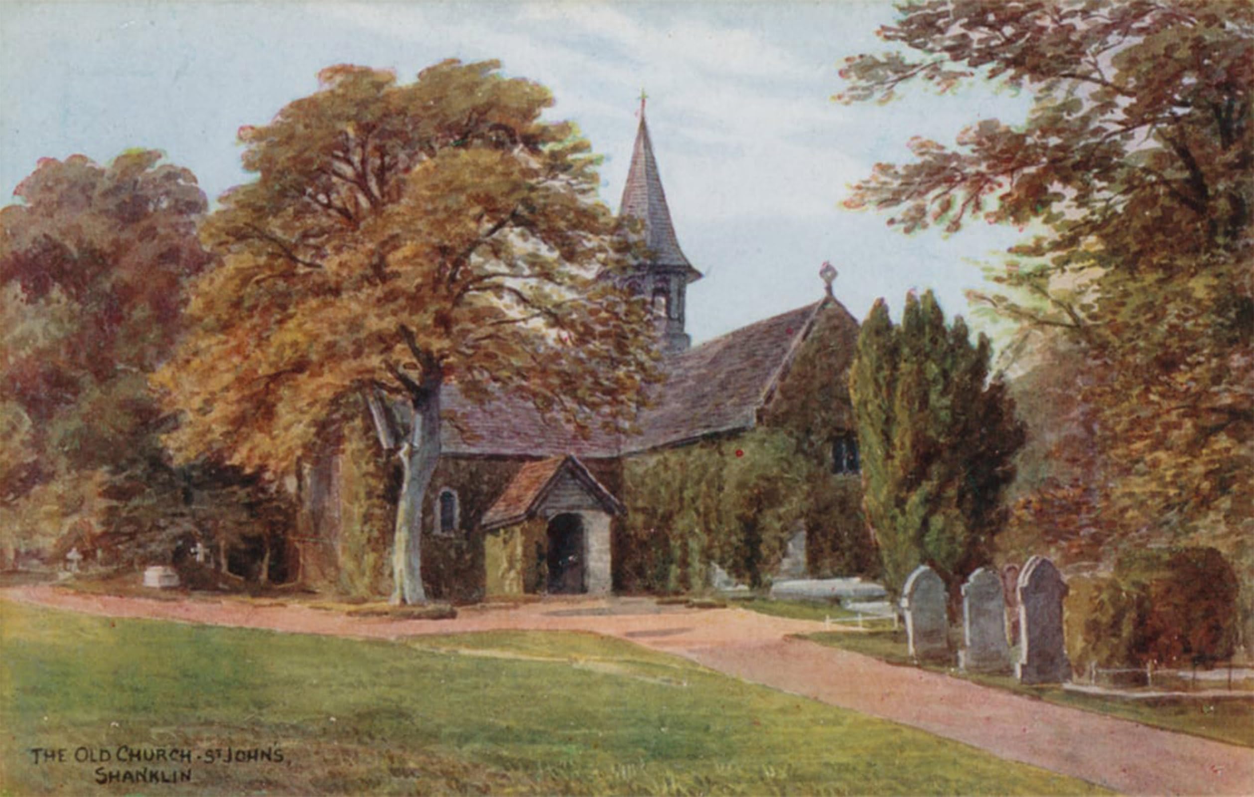 SERENDIPITP Retro Picture Poster Wall Art Pictures Painting the Old Church St John's Shanklin by Alfred Robert Quinton Wall Art Canvas Print for Wall Decor 60x90cm