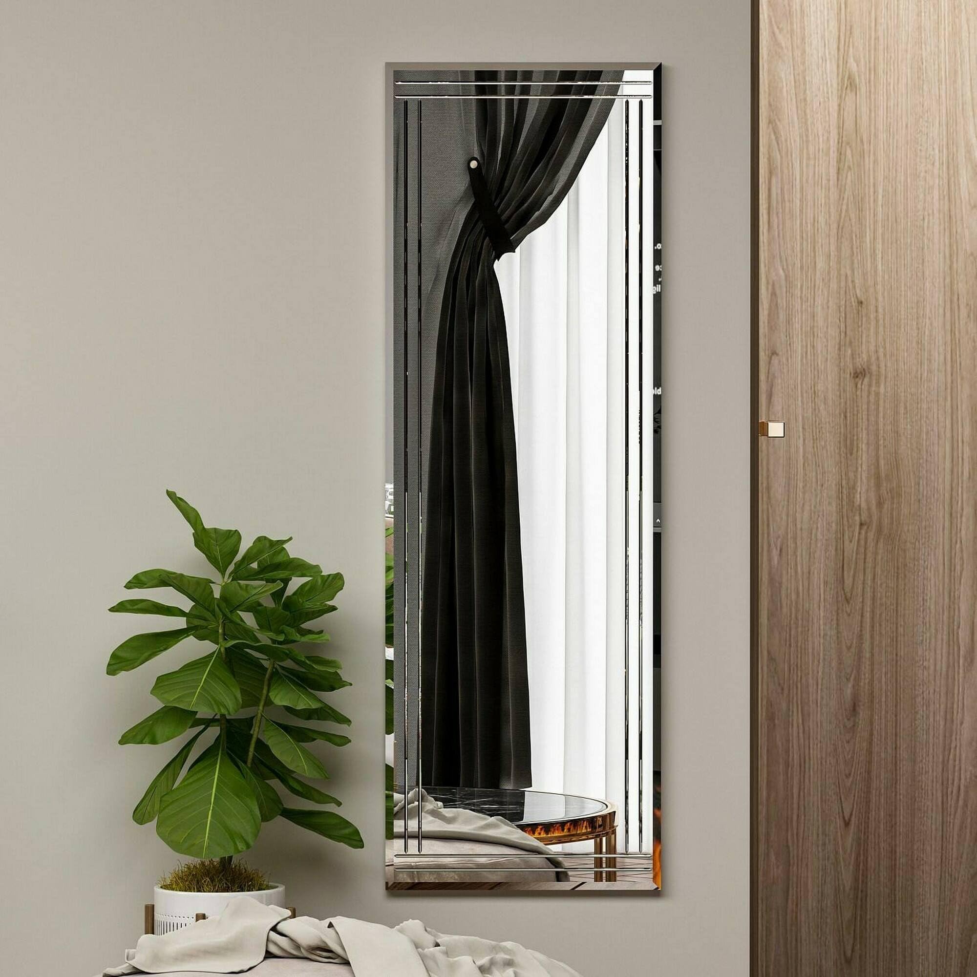 Dmora - Specchio Pleione, Specchiera, Articolo d'arredo a muro, Decorazione con specchio, 40x2h120 cm, Bianco