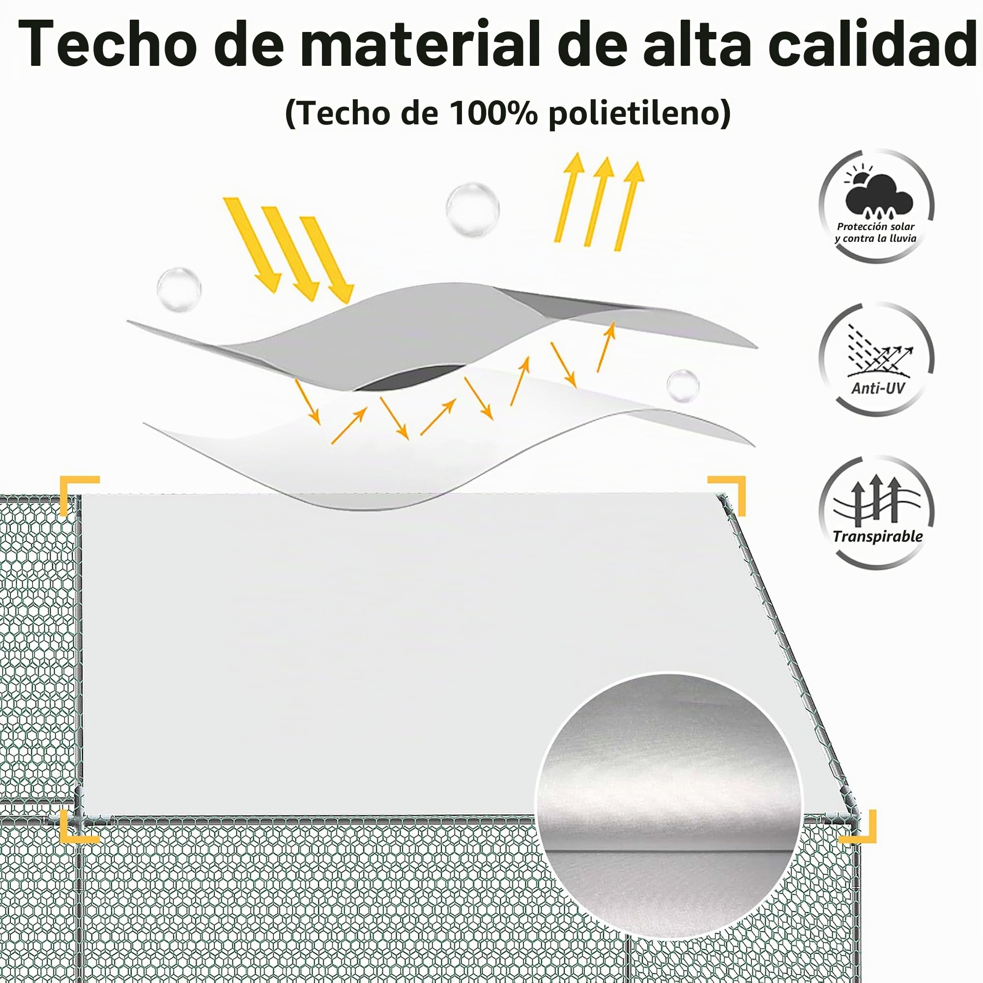 Aufun Gallinero de Exterior Grande 3 x 4 x 2 m, Acero Galvanizado Pequeño Animal Casa Recinto Exterior con Techo de PE y Cerradura para Conejos Aves de Corral