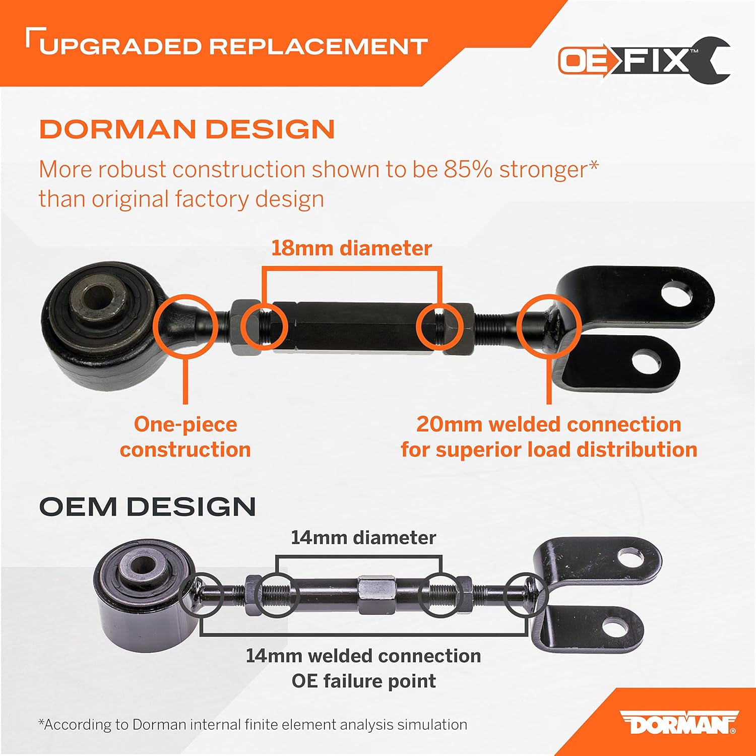 Dorman 527-367 Rear Upper Forward Alignment Adjustable Lateral Link Compatible with Select Ford Models (OE FIX)