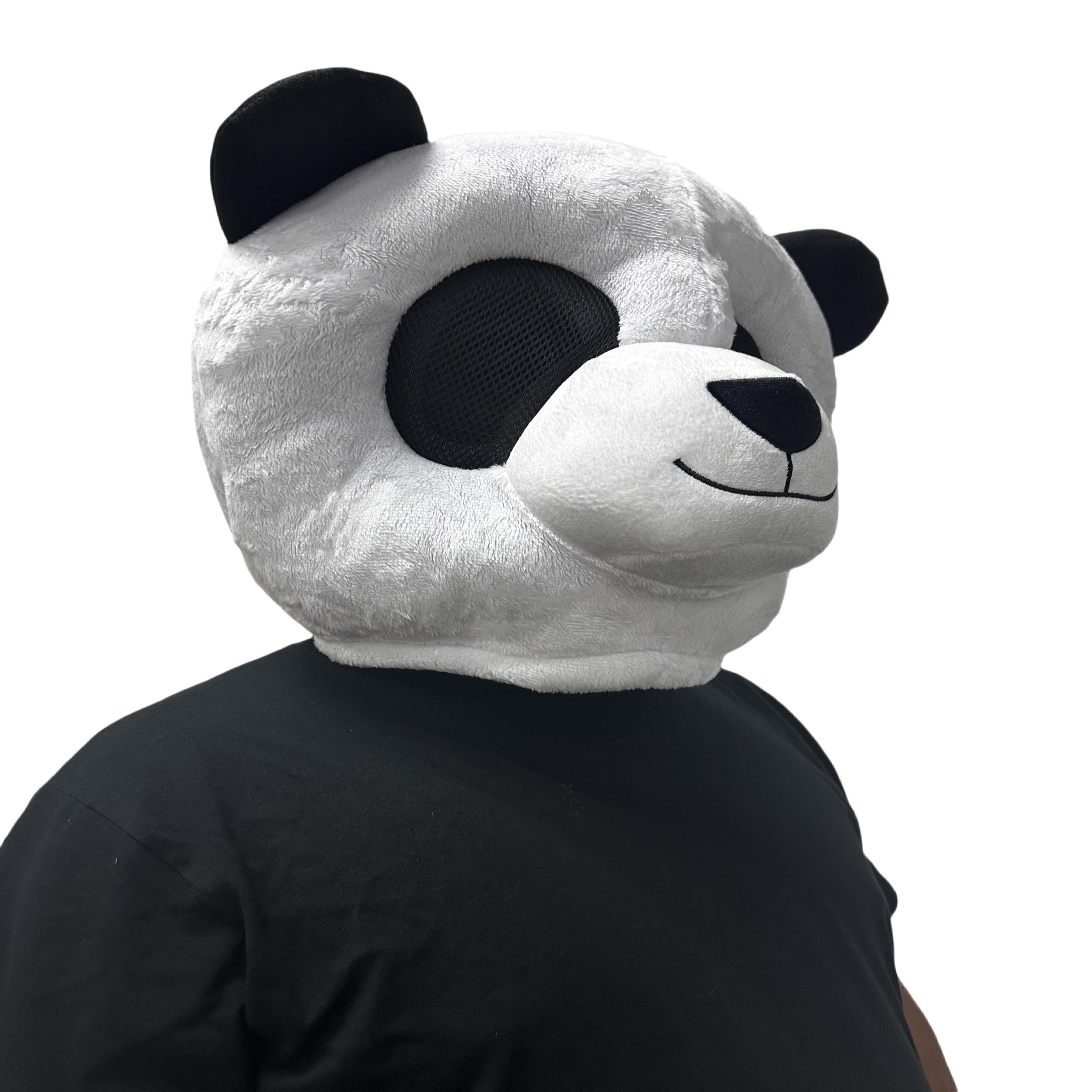 To.beone Plüsch-Panda-Maskottchen-Kopfmaske, weicher Riesen-Panda-Tierkopf-Kostüm, Helm mit atmungsaktiven Netzaugen