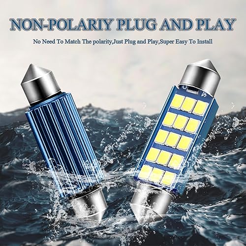 Miniatura 7 de Pack-4 578 Bombillas LED extremadamente brillantes, 1.59" 6500K 2835 Chipsets 400LM Bombillas para LED Interior Domo Mapa Luces de Puerta 211-2