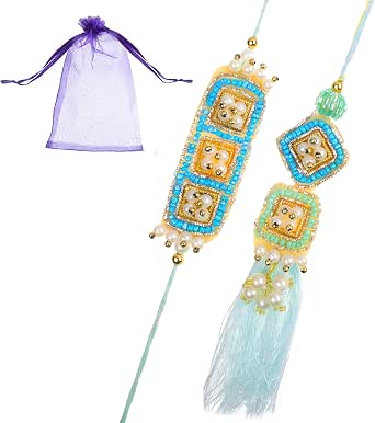 Set De 2 Rakhi Tradicionales Para Hermano - Incluye Pulseras De Hilo Con Detalles De Ganesha Y Embalaje De Regalo