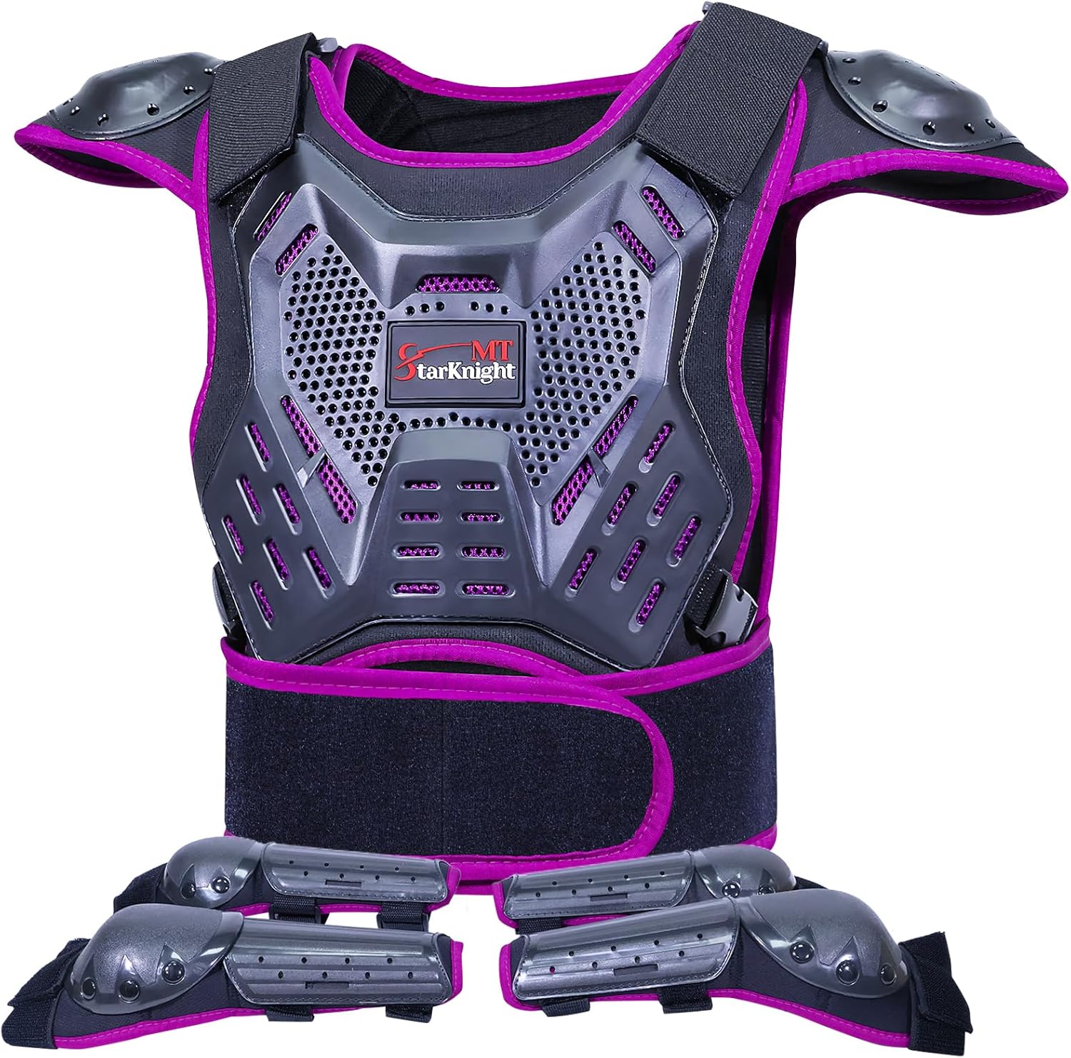 StarknightMT Kids Dirt Bike Armor Protective Gear, Red and Purple Bundle Sets