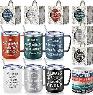 Patelai 18 Pcs 17 oz Christian Mug with Lid Straw Bible Verse Classic