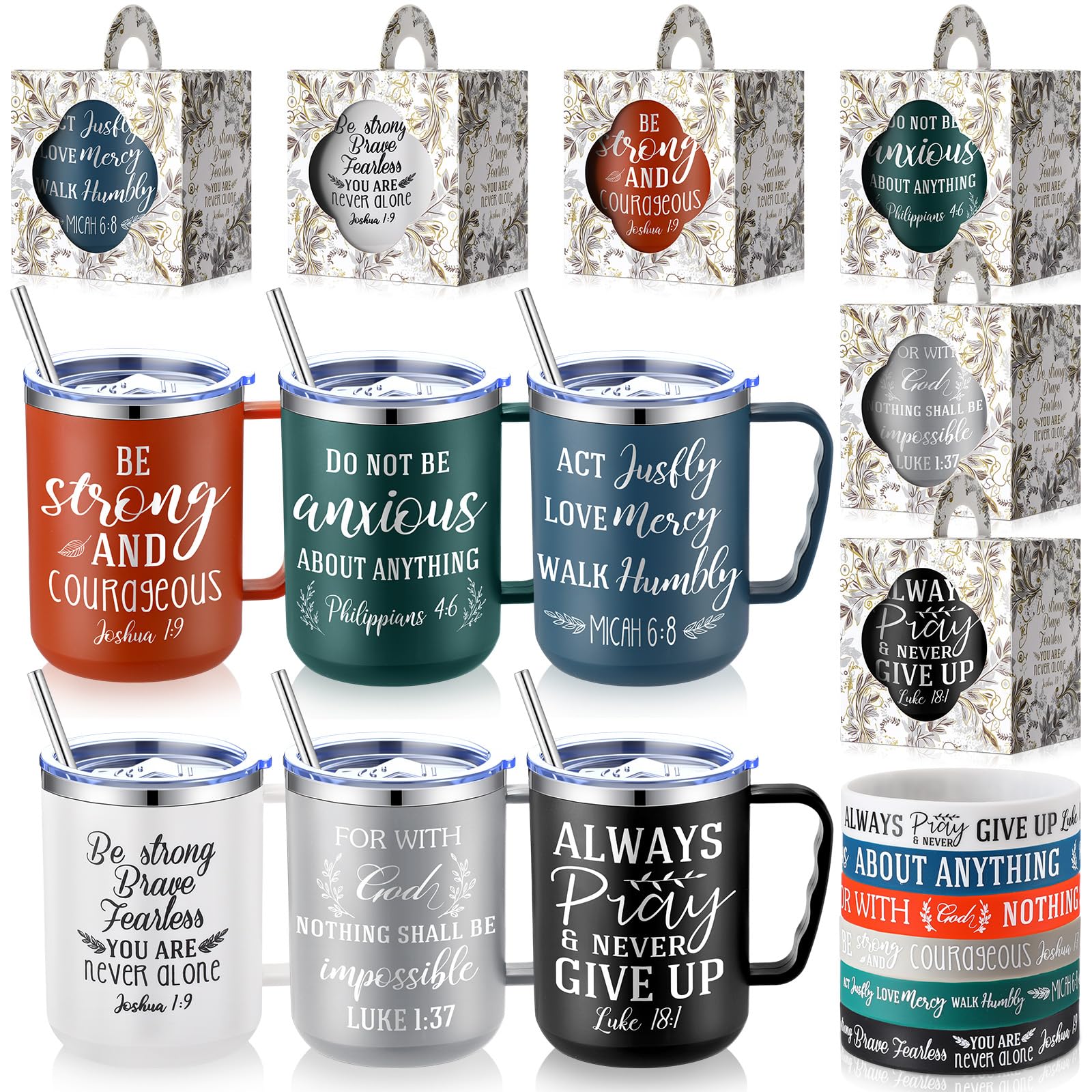 Cadeaux chrétiens tasses 500 ml avec versets de la Bible pour rompre la routine
