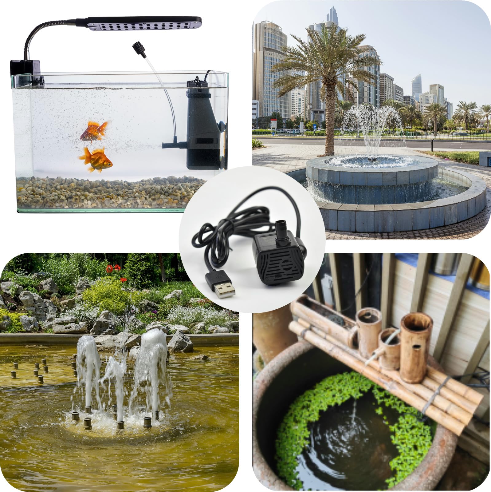 CONQUERALL 2PCS DC 5.5-12V 200L/H mini bomba de sumidero DC sin escobillas bomba sumergible de flujo ajustable para peceras, fuentes de jardín, sistemas de circulación de agua