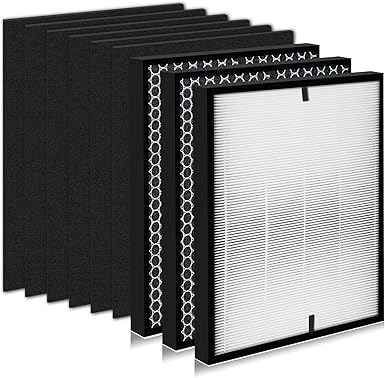 9-Pack HOHONI Replacement Filters Compatible 3000 Air Purifi-er, 3000,3000M, 3000Pro Air Purifi-er,1 air filter, 2 Activated Carbn and 6 Extra Carbn Pre-Filters