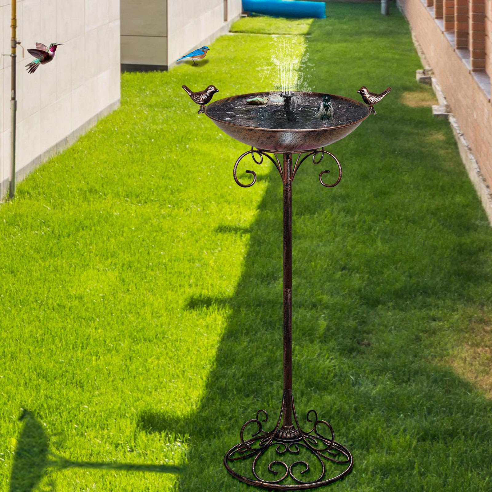 Amazon.co.jp: HJHHARTSPACE 金属製 バードバス 屋外用 銅色 ガーデン