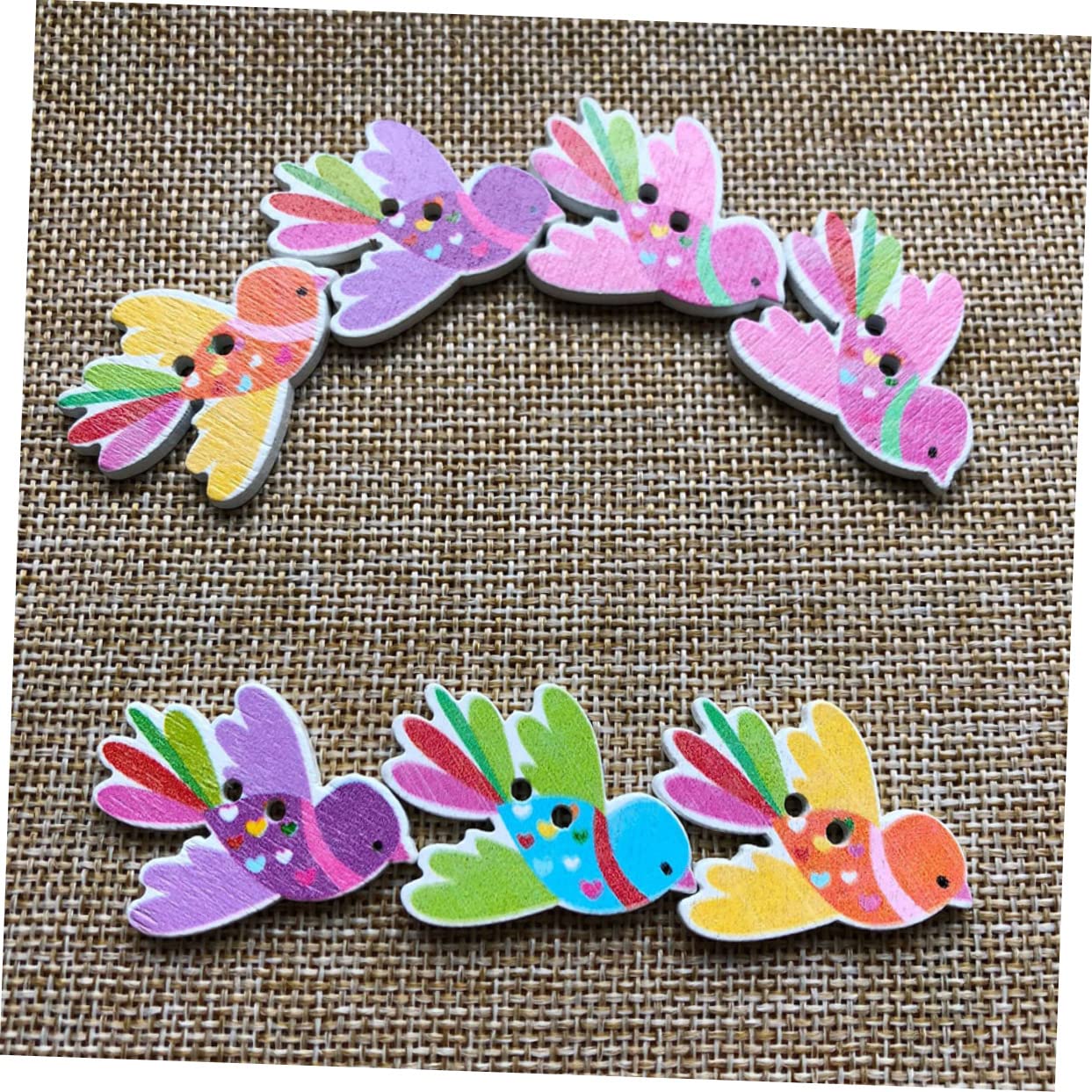 100 Stück Holzknöpfe In Vogelform – Bunte 2-Loch-Knöpfe Zum Nähen, Basteln & Scrapbooking