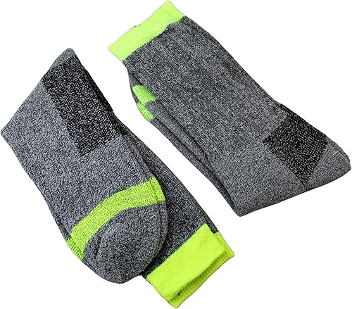 Vista 5 de Dependable Industries - 6 pares de calcetines de trabajo resistentes de construcción HD, calcetines para botas, talla 10-13, gris, verde neón