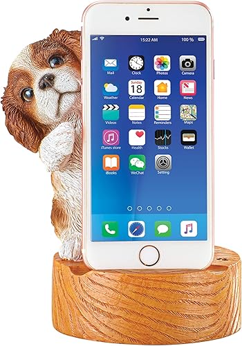 Collections Etc Peeking Dog - Soporte para teléfono móvil con base estilo madera