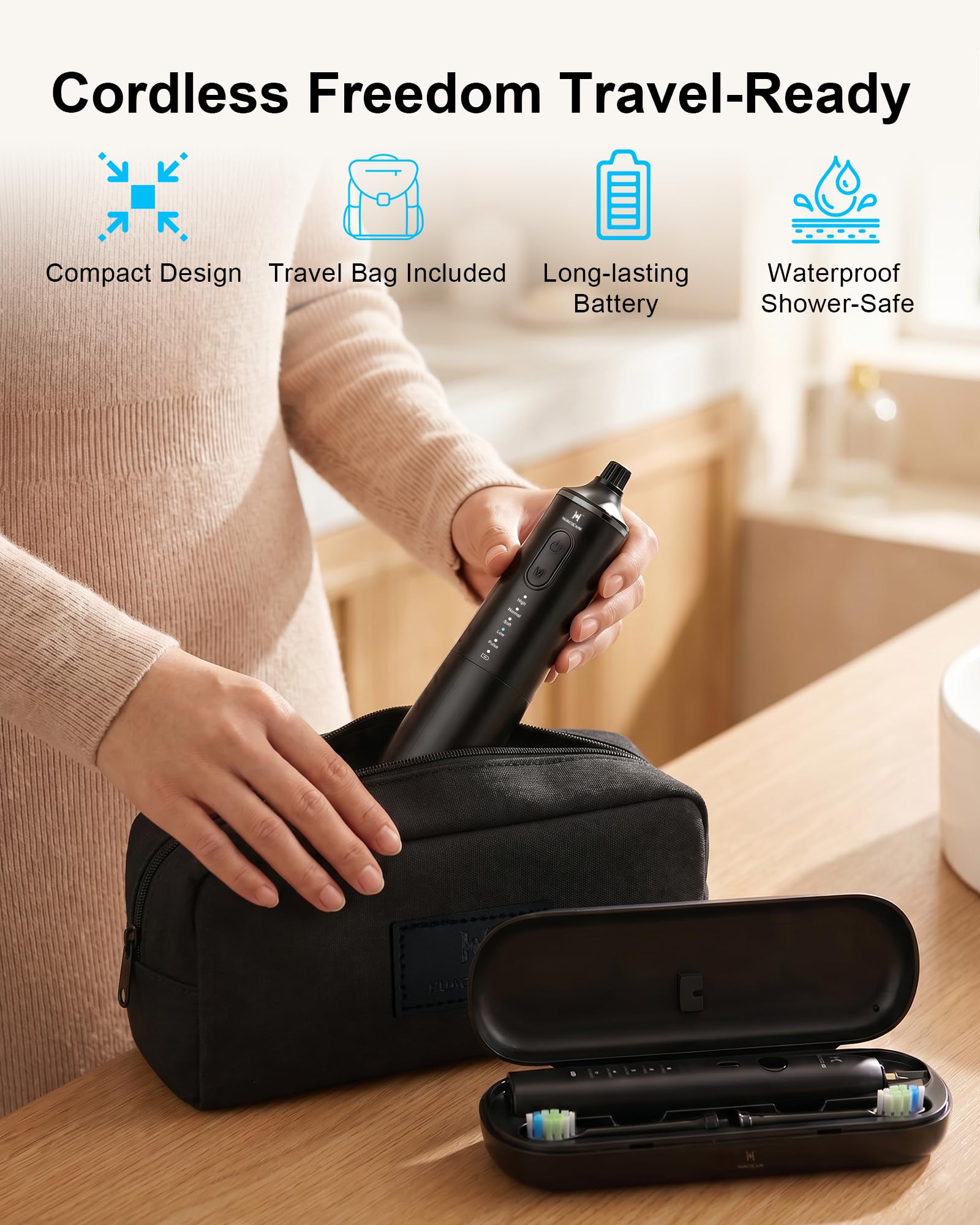 2-in-1 Mundreinigungsset, Wasser-Zahnseide und elektrische Zahnbürste, 5 Bürsten- und Zahnseide-Modus, für Zahnreinigung und Zahnfleischgesundheit (verbessertes Modell H300 & H6 Plus)