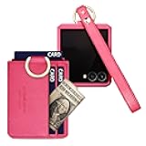 ㆍBE YOUR SANTAㆍBE YOUR SANTA [BeYourSanta] Galaxy Z Flip 7 Case & Matching Wristlet Strap Bundle - Avant-Garde Saffiano Vegan Leather - Coral Red, 3 Card Slots