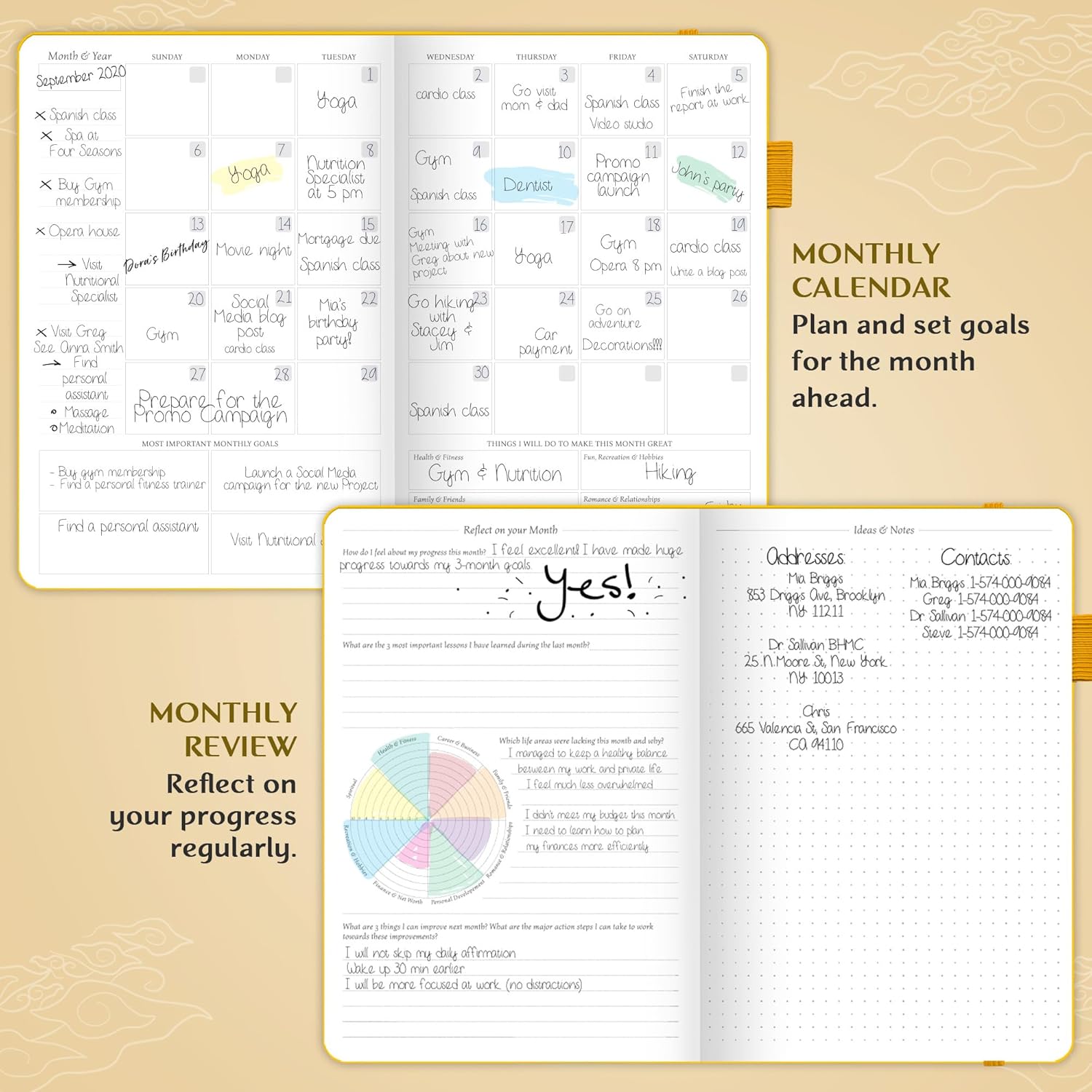 Legend Planner – Undated Weekly & Monthly Life Planner to Hit Your Goals & Live Happier, Organizer Notebook & Productivity Journal, A5 (Yellow, Gold)