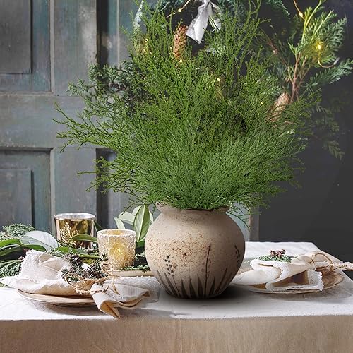 Miniatura 5 de 20 piezas de ramas de pino artificiales largas de 16 pulgadas ramas de pino sintético nevadas hojas de cedro de Navidad decoración de hojas de cedro