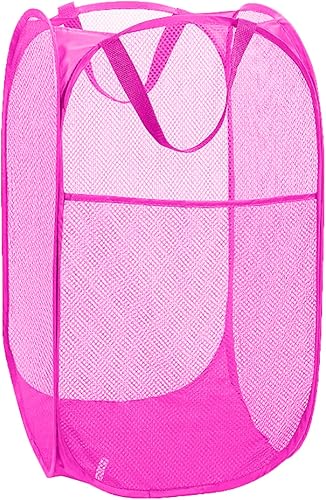Buenod Cesta de lavandería desplegable, cesta portátil de malla para lavandería, contenedor de almacenamiento de ropa plegable para dormitorio,
