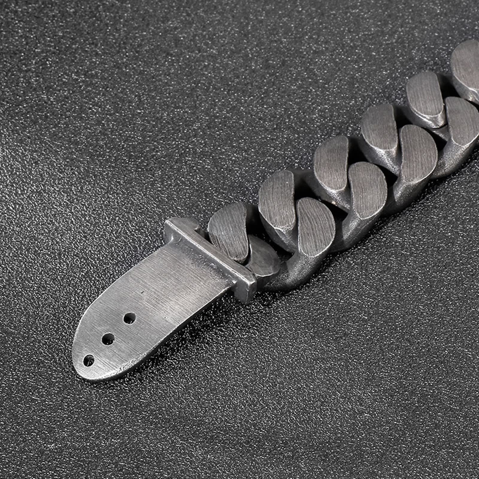 Strangarmbänder in Edelstahl, Panzerkette Personalisiertes Armband Eco-Verpackung Kleine Geschenke für Männer, 25cm Länge, 25mm Breite, Schwarz