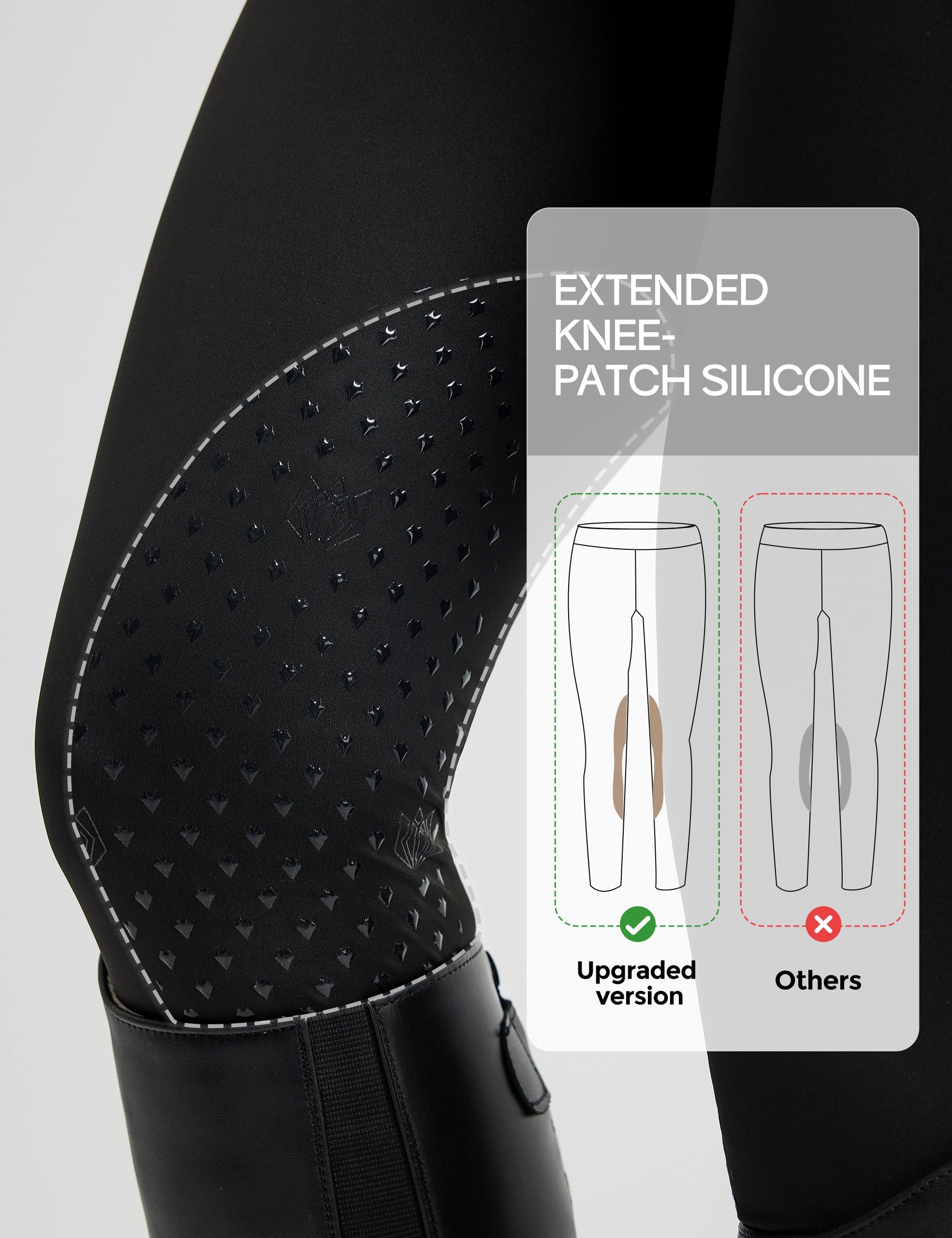 FitsT4 Sports Reitset für Damen Reithose und Reitsport Oberteil Stretch Reitleggings Reitbekleidung Sommer mit Knie-Patch Silikon und Taschen