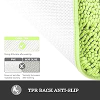 Vista 3 de Yeaban Juego de alfombras de baño verde manzana 2 piezas (20" x 32" y 17" x 24"), tapetes de baño de felpilla gruesa Alfombras de baño absorbentes