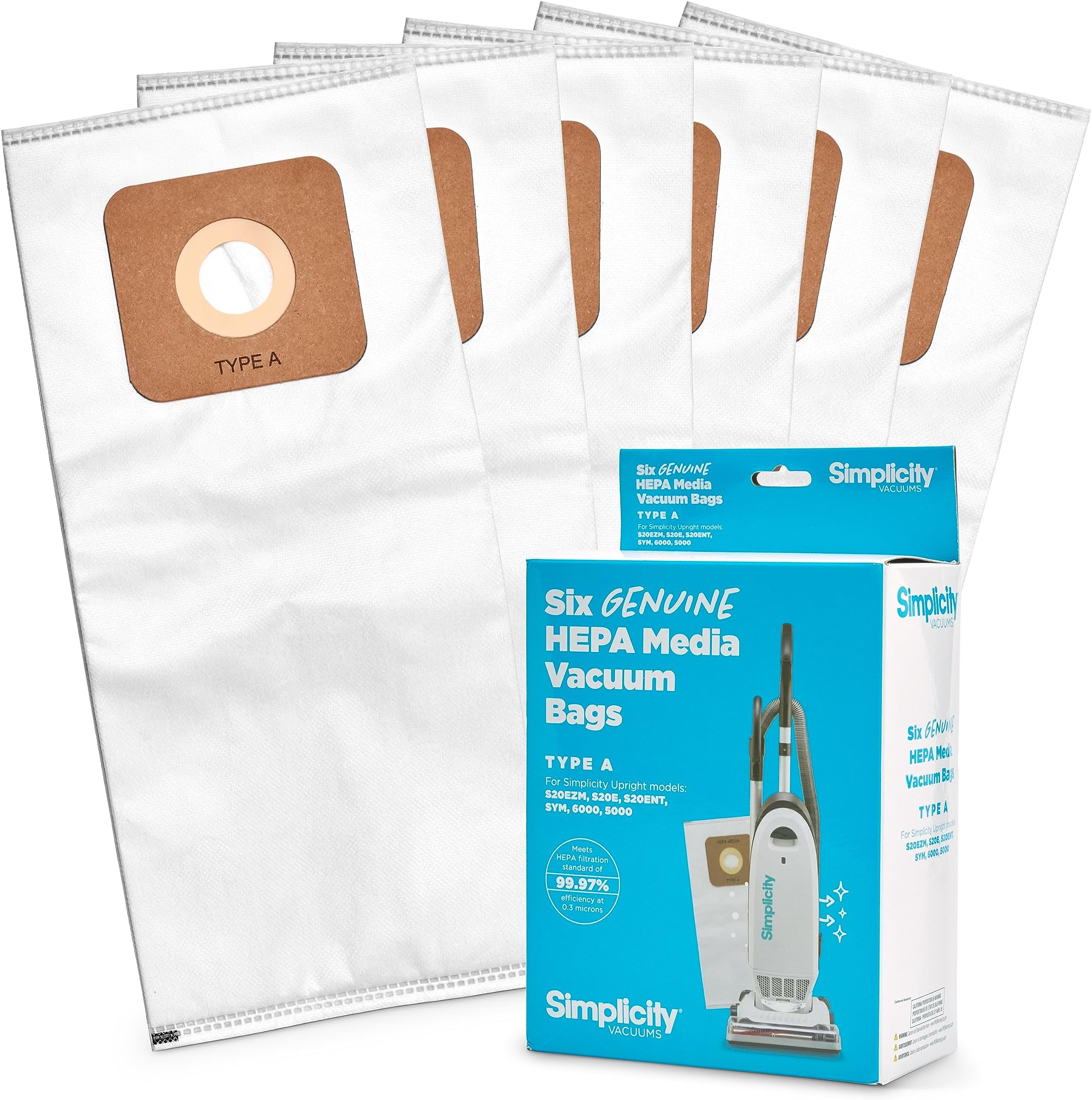 Simplicity Symmetry Genuine HEPA Vacuum Media Bags 6 Bags