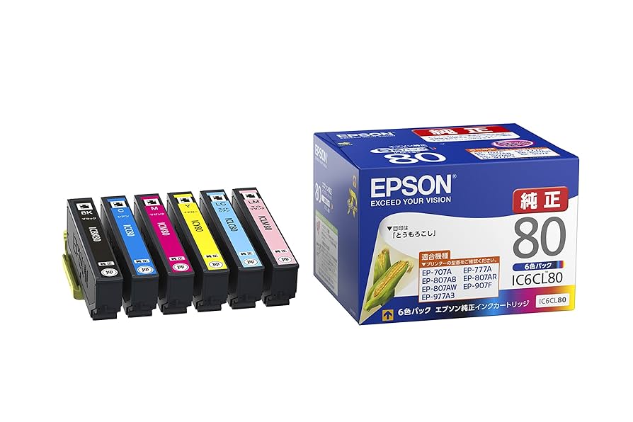 【純正】EPSON インクカートリッジ IC6CL80 80L増量　とうもろこし Amazon.co.jp: エプソン 純正 インクカートリッジ とうもろこし