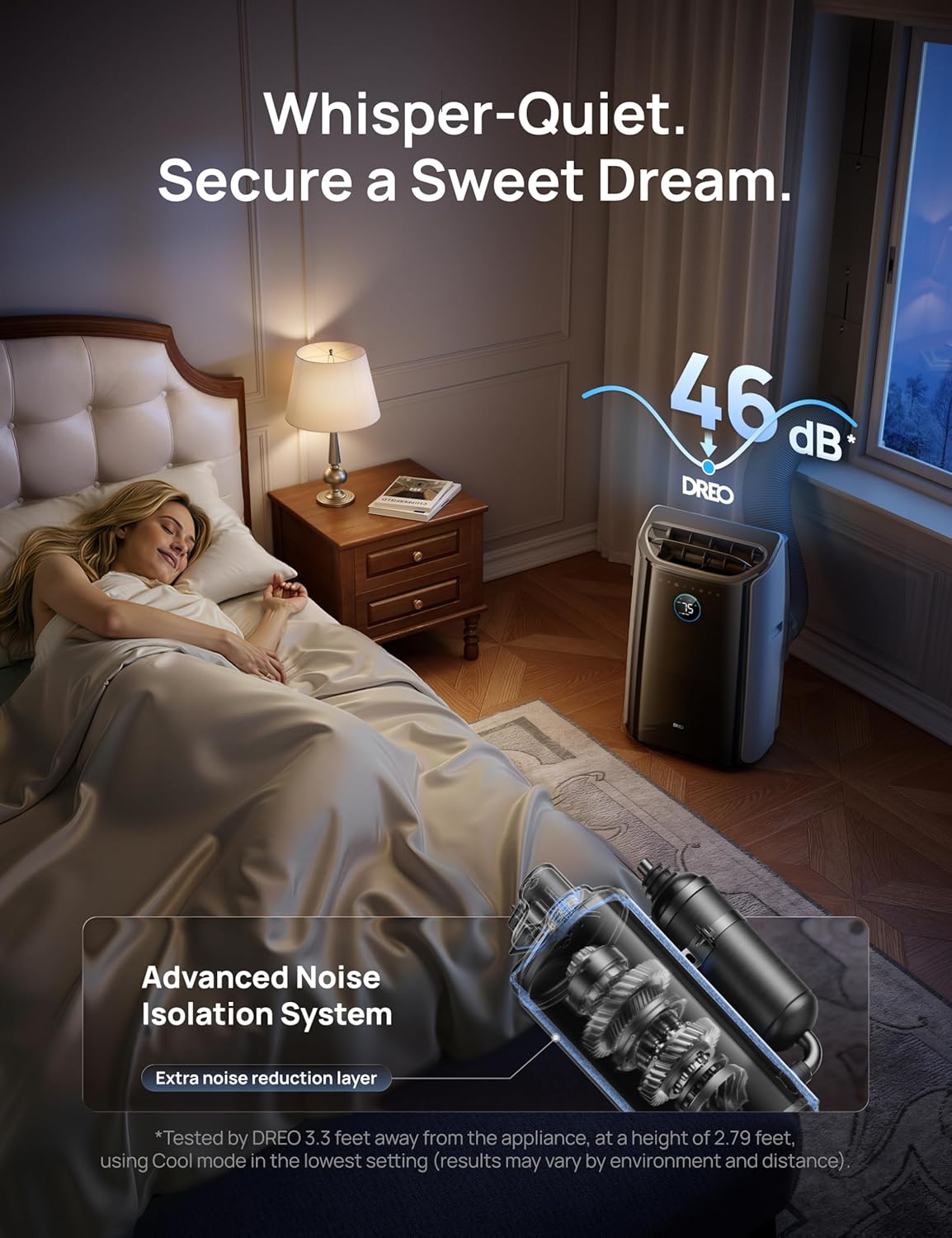 DREO Portable Air Conditioners, 14000 BTU ASHRAE (10,000 BTU DOE) Smart AC Unit for Room with Drainage-free Cooling, APP/Voice/Remote, Fan & Dehumidifier, Quiet Standing AC for Bedroom, AC516S New