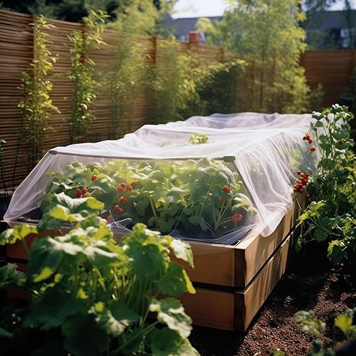 Miniatura 9 de Red de jardín para cubierta de pájaros, insectos e insectos de 10 x 10 pies  Mosquitera de tela de malla blanca de varios tamaños para protección de