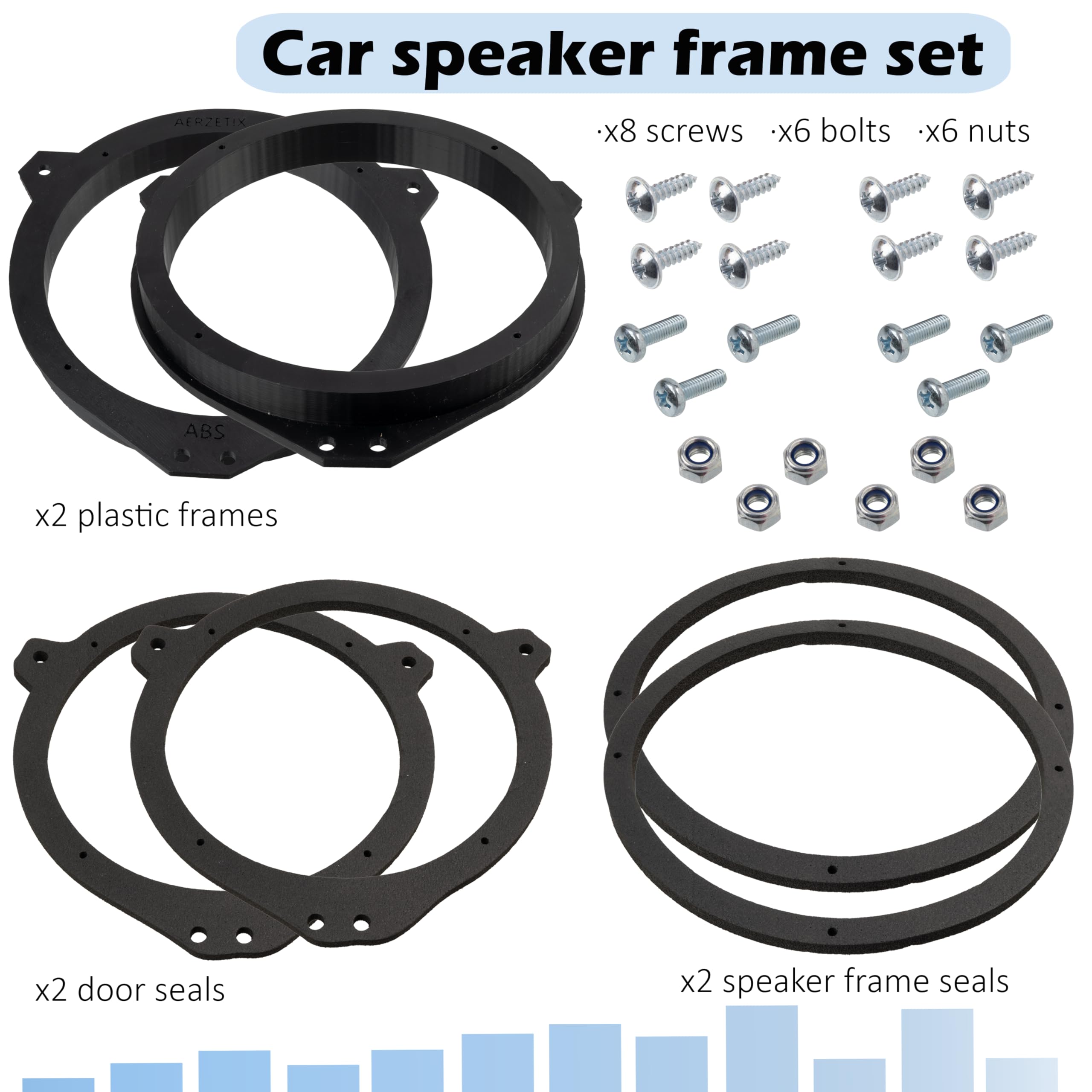 Aerzetix | Kit 2 adattatori per altoparlanti Ø165 mm | portiere anteriori | compatibile con Renault Trafic